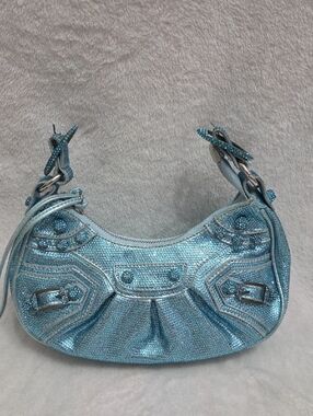 Light Blue Crystal Embellished Women's Shoulder Bag Nwot